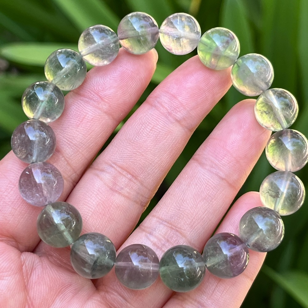 11mm stretchable green‎ fluorite bracelet